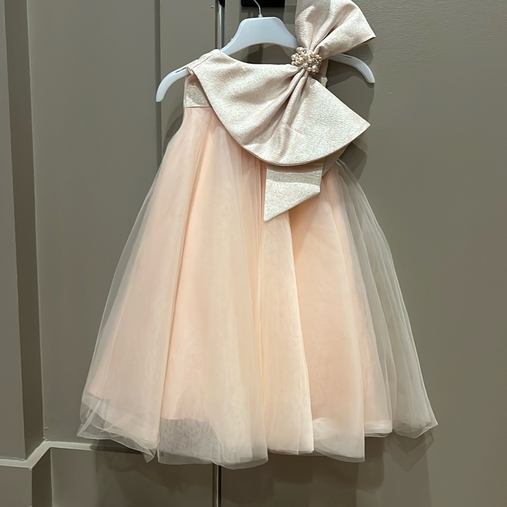 Petite Maison Kids Peach Jackie Bow Dress - 4T
